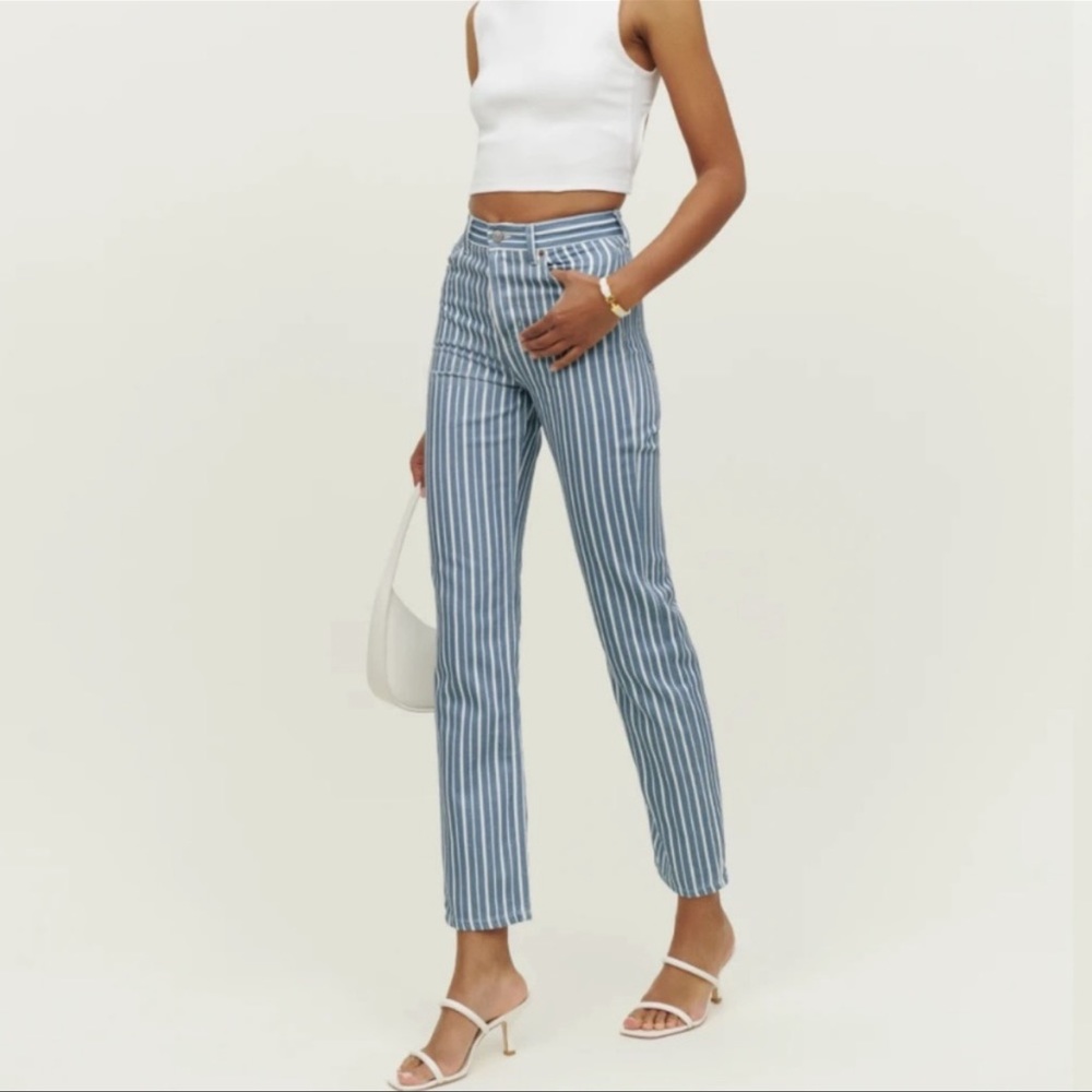 Reformation Cynthia Striped High Rise Straight size 25